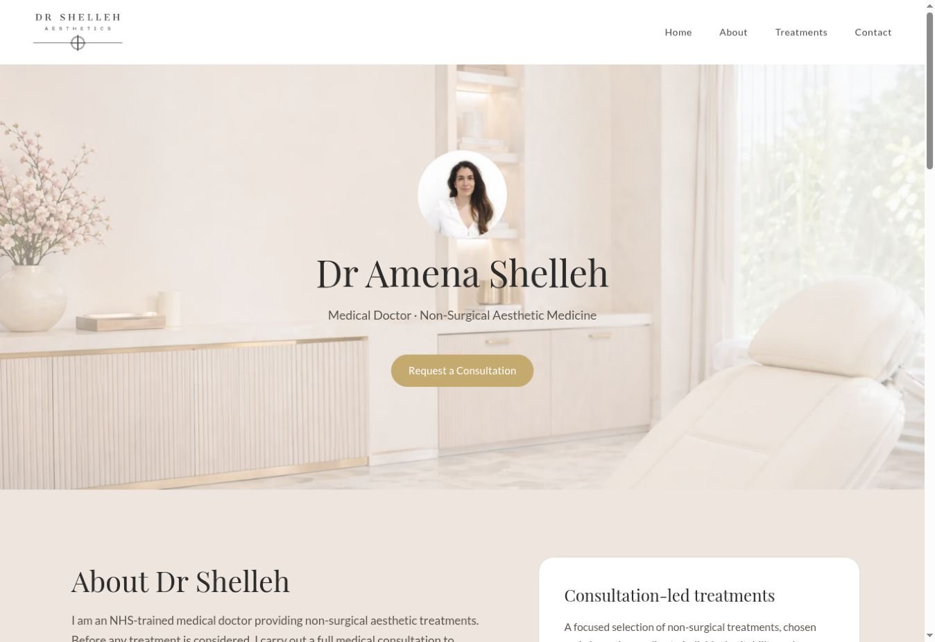 Dr Shelleh Aesthetics website homepage